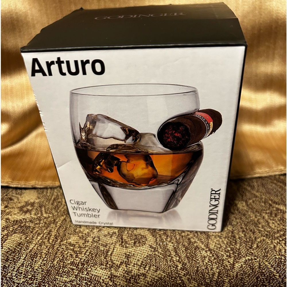 NIB: Godinger Cigar Whiskey Tumbler: Crystal
